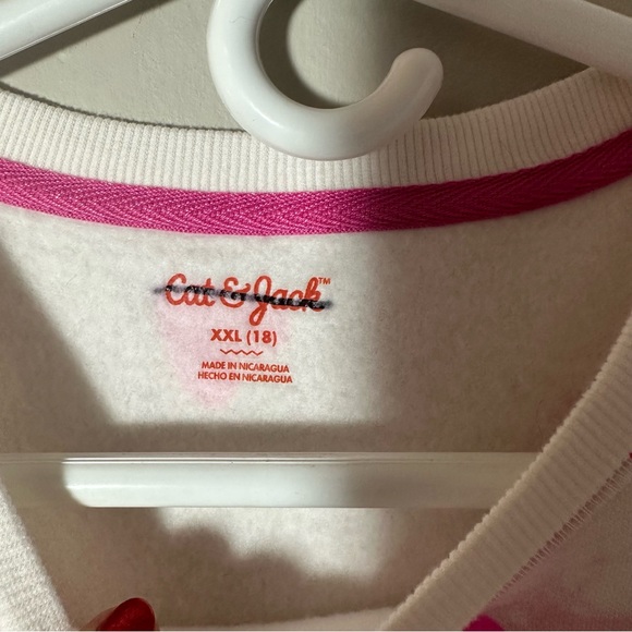 Cat & Jack Pink and White Heart Sweatshirt Girls Size XXL (18) - Picture 3 of 5